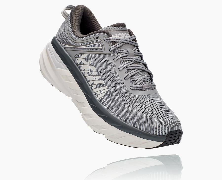 Running Shoes Mens - Hoka One One Bondi 7 - Grey - RNLCYMG-78